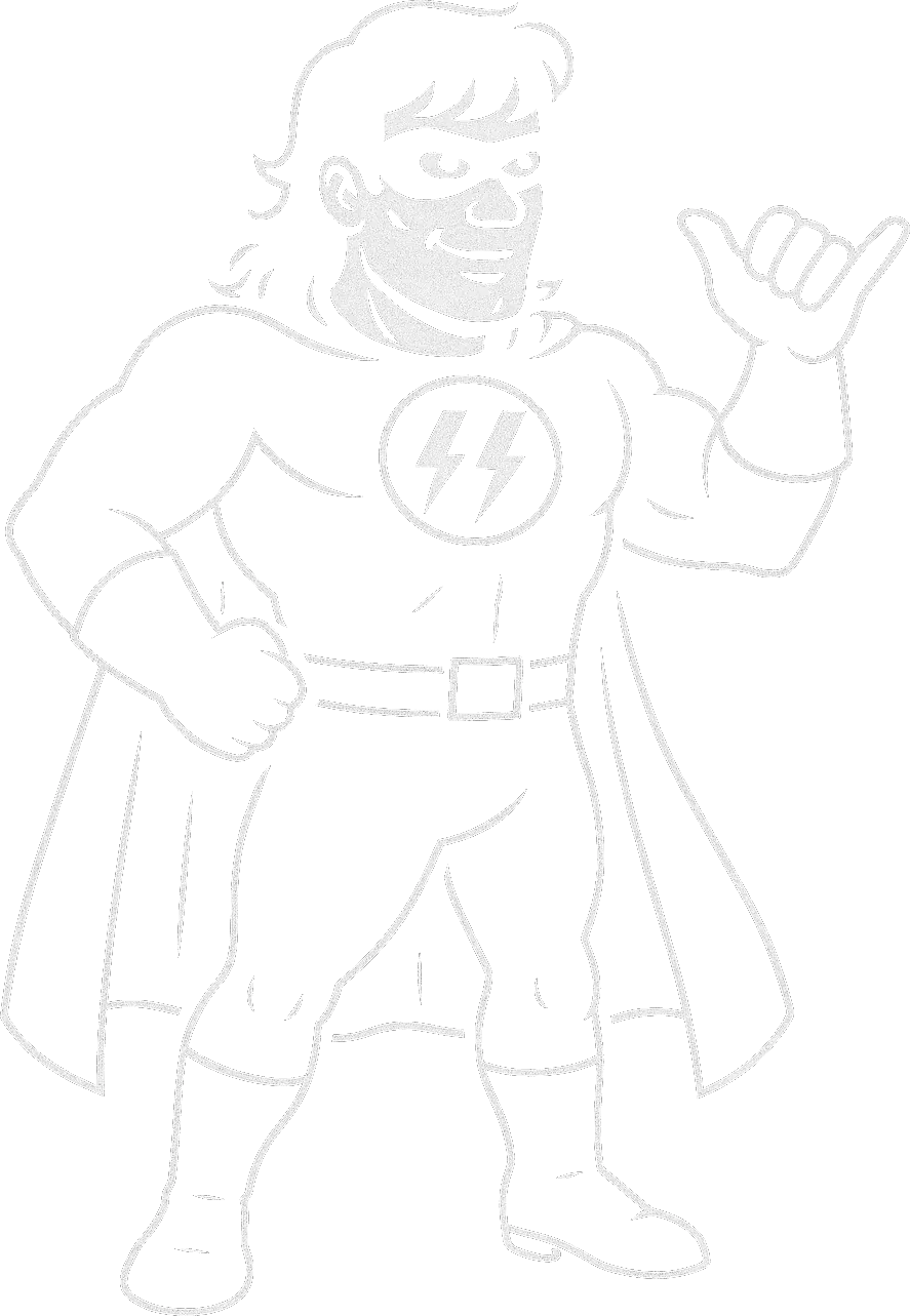 Shock Stop mascot, confident